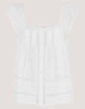 Olivia Lace Trim Top, Ivory (IVORY), large