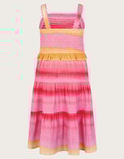 Ombré Sleeveless Tiered Dress, Pink (PINK), large