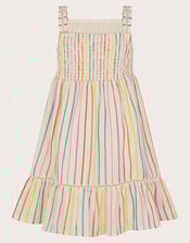 Strappy Stripe Smocked Dress, Multi (MULTI), large