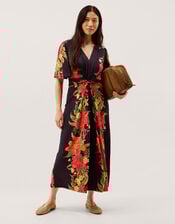 Moana Floral Print Jersey Midi Dress, Blue (NAVY), large