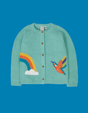 Frugi Colby Appliqué Cardigan, Blue (BLUE), large