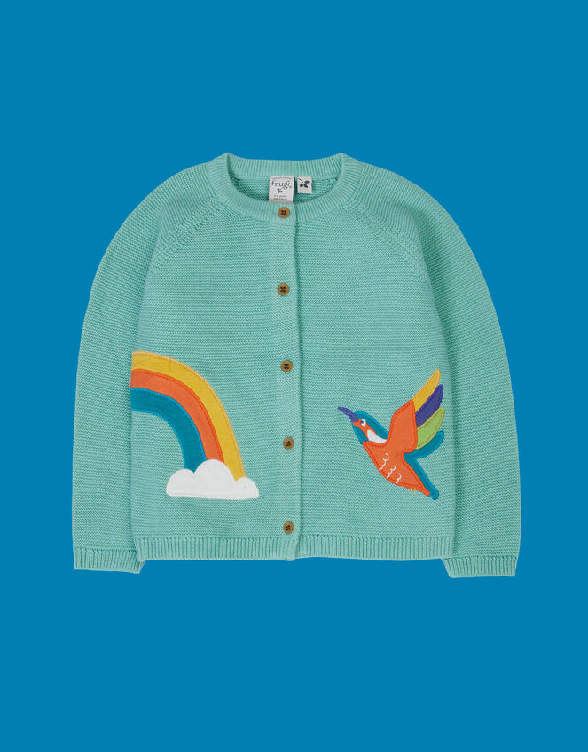 Frugi Colby Appliqué Cardigan, Blue (BLUE), large