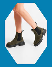 Woden Aya Suede Boots, Green (OLIVE), large