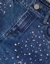 Heat Seal Jewel Wide Leg Jeans, Blue (BLUE), large