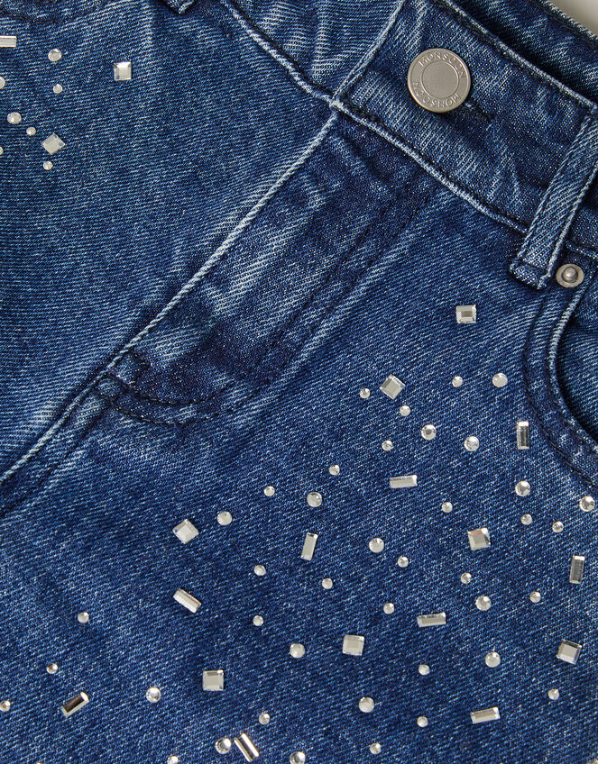 Heat Seal Jewel Wide Leg Jeans, Blue (BLUE), large