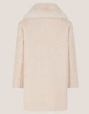 Detachable Collar Tweed Coat, Cream (CREAM), large