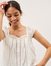 Olivia Lace Trim Top, Ivory (IVORY), large