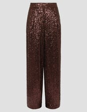 Monsoon x Sarah Corbett-Winder Wide Leg Sequin Trousers, Bronze (BRONZE), large
