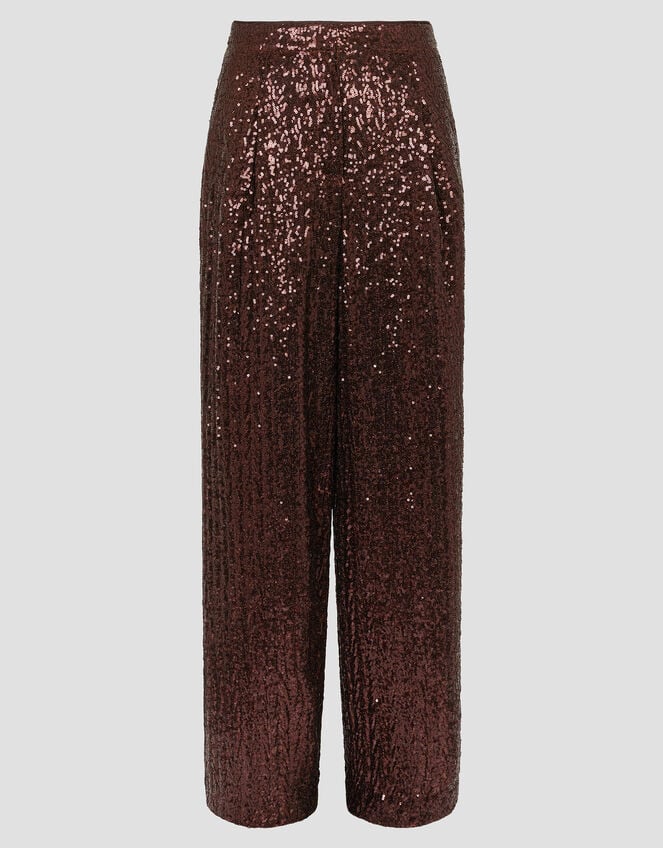 Monsoon x Sarah Corbett-Winder Wide Leg Sequin Trousers, Bronze (BRONZE), large