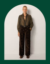 Maison Hotel Paco Embroidered Velvet Trousers, Brown (BROWN), large