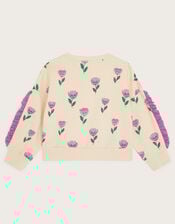 Tulip Print Frilly Sweatshirt, Pink (PINK), large