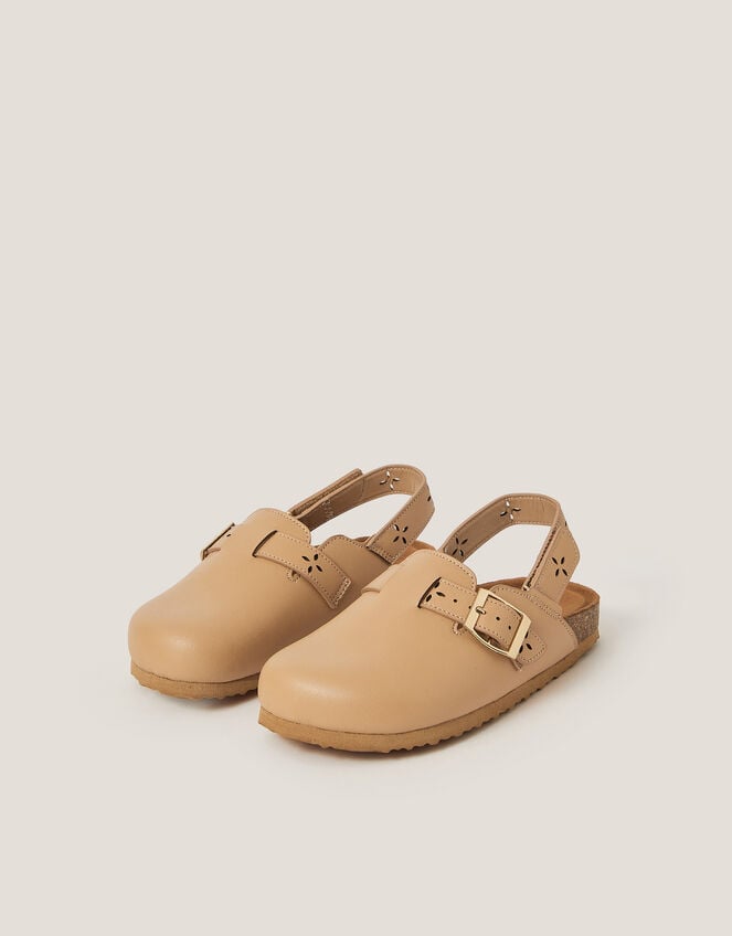Cutwork Mule Clogs, Tan (TAN), large