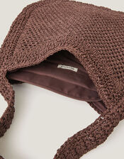 Hari Scoop Raffia Shoulder Bag, Brown (CHOCOLATE), large