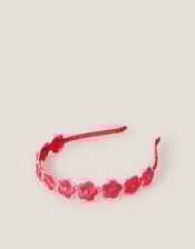 Embroidered Flower Headband, , large
