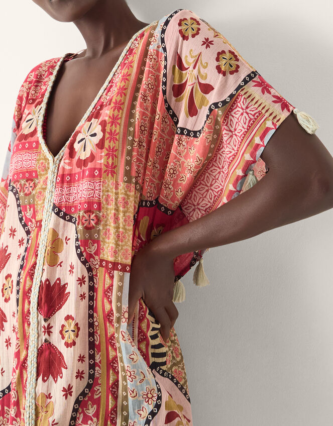 Patti Tile Print Mini Kaftan, DARK PINK, large