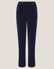 Mila Straight Velvet Trousers, Blue (MIDNIGHT), large