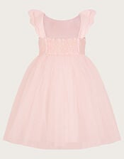 Baby Angel Wing Sleeve Tulle Dress, Pink (PALE PINK), large