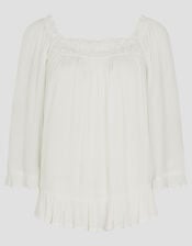 Bryony Off-The-Shoulder Frill Top, White (WHITE), large