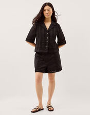 Irina Lace Trim Shorts, Black (BLACK), large