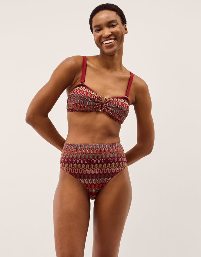 Zaria Crochet Bandeau Bikini Top, Red (BURGUNDY), large