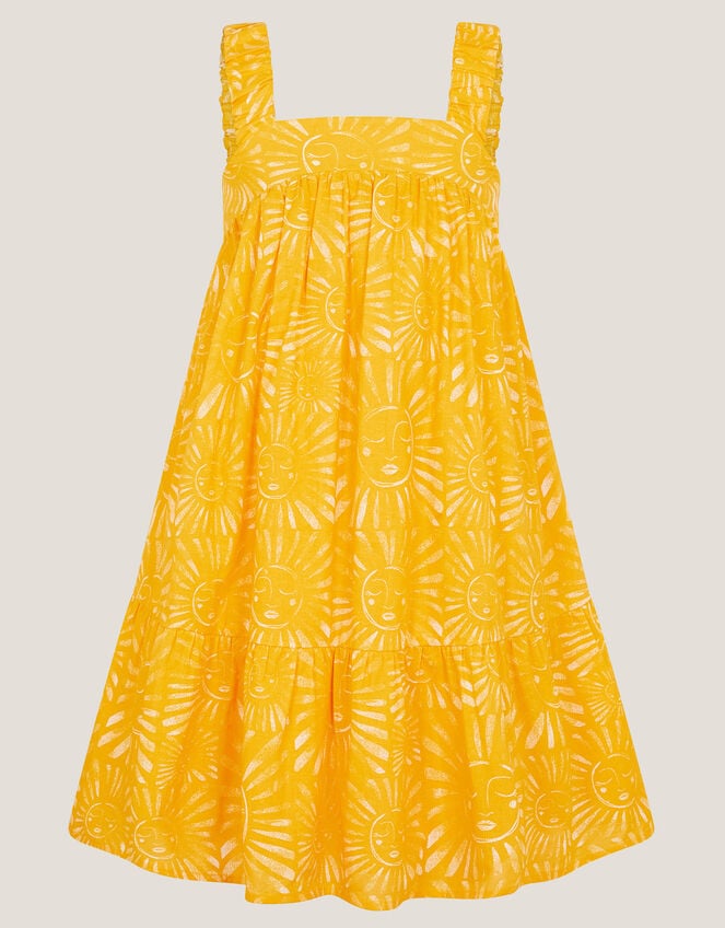 Sun Print Tier Dress, Yellow (YELLOW), large