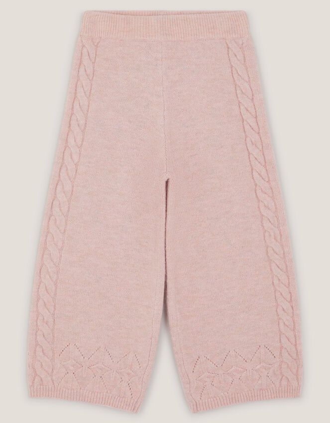 High Waist Cable Knit Trousers, Pink (PINK), large
