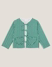 Gingham Tie Jacket , Green (GREEN), large