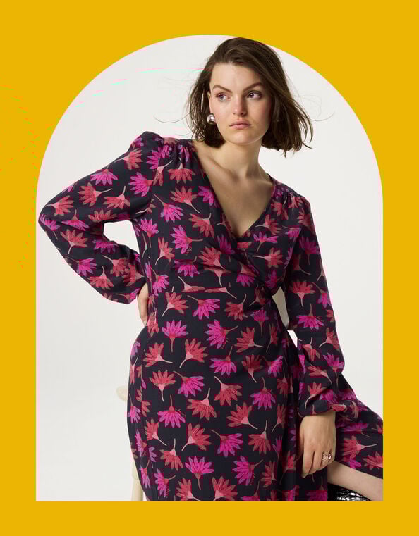 Fabienne Chapot Fan Print Wrap Maxi Dress, Red (RED), large