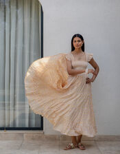 Dilli Grey Tara Smocked Block Print Maxi Dress, Yellow (YELLOW), large