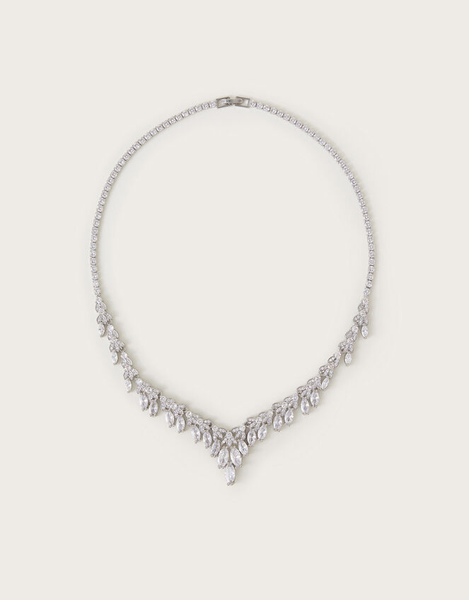 Diamante Leaf Necklace, , large