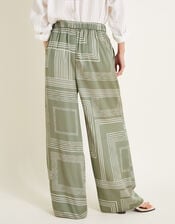 Anica Print Wide Leg Trousers, Green (KHAKI), large
