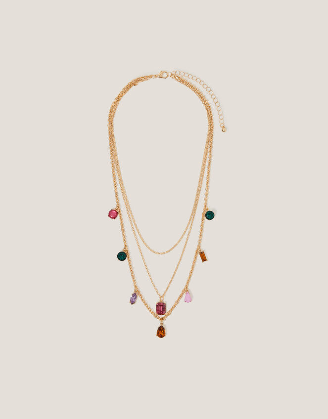 Gemstone Charm Layered Necklace, , large