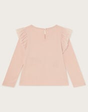 Long Sleeve Lovely Sequin Top, Pink (PINK), large