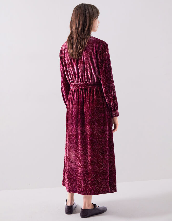 East Jude Print Velvet Midi Dress, Red (BERRY), large