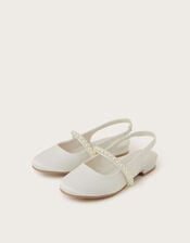 Pearl Strap Slingback Flats, Ivory (IVORY), large