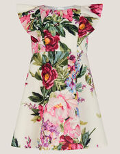 Baby Frilly Sleeveless Floral Dress, Ivory (IVORY), large