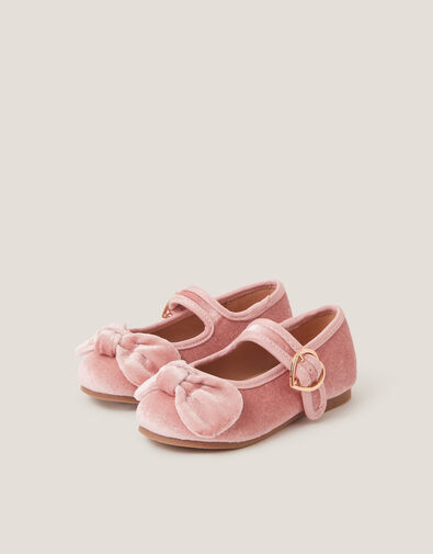 Toddler Velvet Bow Ballet Flats, Pink (PINK), large