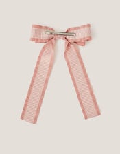 Frilly Houndstooth Bow Hair Clip, , large