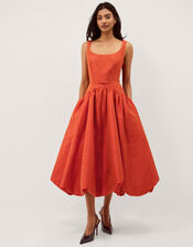Mila Fit and Flare Midi Dress, Orange (ORANGE), large