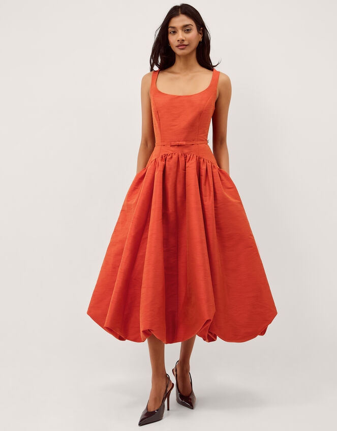 Mila Fit and Flare Midi Dress, Orange (ORANGE), large