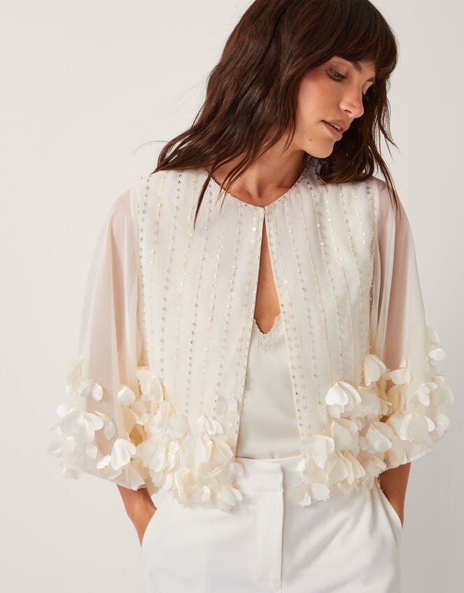 Carly Embellished Floral Cover Up, Ivory (IVORY), large