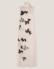 Ari Floral Embellished Midi Dress, Cream (CREAM), large