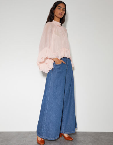 Renee Crinkle Ruffle Top, Pink (BLUSH), large