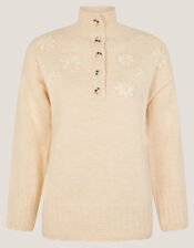 Em Floral Embroidered Knit Jumper, Ivory (IVORY), large