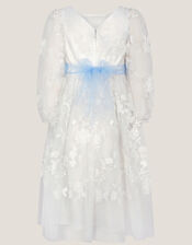 Beatrice Floral Embroidered Tulle Dress, Ivory (IVORY), large