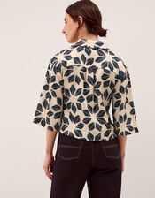 Ellison Floral Print Shirt, Blue (NAVY), large