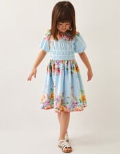Floral Bunny Short Sleeve Dress, Blue (BLUE), large