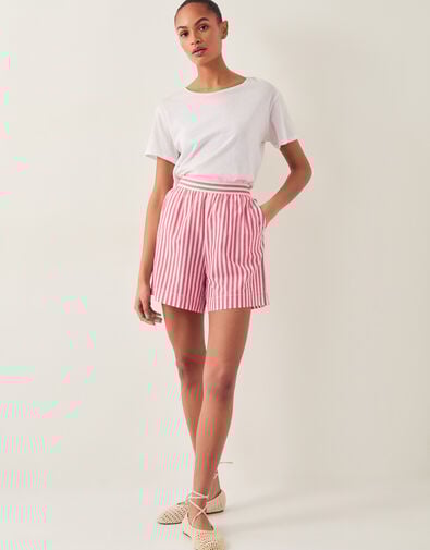 Liv High-Waisted Stripe Shorts, Red (RED), large