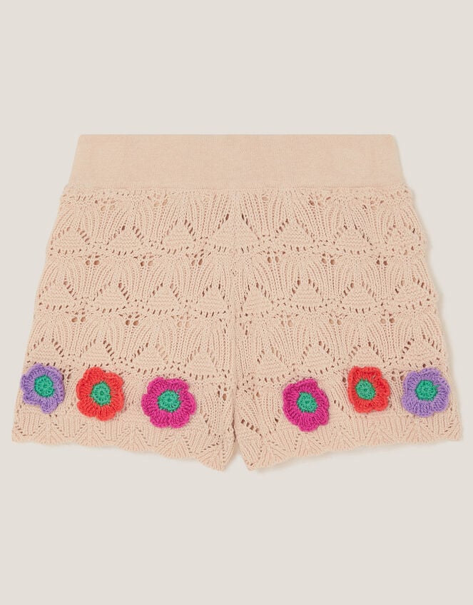 Crochet Flower Knit Shorts, Ivory (IVORY), large
