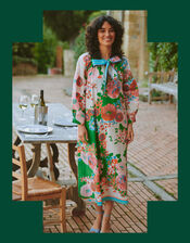 One Hundred Stars Kitsch Bouquet Pussybow Midi Dress, , large